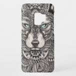 Capa Para Samsung Galaxy S9 Case-Mate Ilustração da Cabeça do Lobo Preto e Branco<br><div class="desc">Legal ilustração da cabeça do lobo abstrato preto e branco</div>