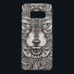 Capa Case-Mate Samsung Galaxy S8 Ilustração Tribal da Cabeça de Lobo Negro<br><div class="desc">Legal cabeça de lobo negro ilustração detalhada de abstrato.</div>