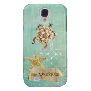 Capa Samsung Galaxy S4 Impressão & estrela do mar da jóia da tartaruga da