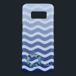 Capa Case-Mate Samsung Galaxy S8 Marinho Náutico de Navegação Azul Faixa de Ondas A<br><div class="desc">Marinho de ondas de stripe azul com seu nome.</div>
