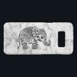 Capa Case-Mate Samsung Galaxy S8 Mármore Branco e Elefante Floral Negro<br><div class="desc">Elegante design de elefante de paisley,  de cor azul,  preto,  com imagem,  fica branco e a textura de cinza</div>
