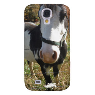 Capa Samsung Galaxy S4 Marrom &Branco, Cavalo Pintado, flor de rendas Rai