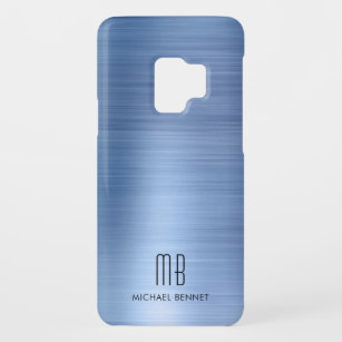 Capa Para Samsung Galaxy S9 Case-Mate Metálico azul brilhante monograma elegante