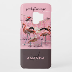 Capa Para Samsung Galaxy S9 Case-Mate Monograma da Tipografia Flamingo Rosa   Personaliz