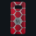 Capa Case-Mate Samsung Galaxy S8 Monograma de Padrão Geométrico Vermelho e Prata<br><div class="desc">Padrão geométrico moderno das cinzas vermelha e prateada elegantes com monograma personalizado</div>