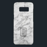 Capa Case-Mate Samsung Galaxy S8 Monograma de Textura em Branco e Cinza<br><div class="desc">Imagem moderna da textura de pedra branca e cinza com monograma e sotaque geométrico moderno.</div>