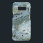 Capa Case-Mate Samsung Galaxy S8 Monograma e nome do código da pedra gem azul<br><div class="desc">Abstrato natural de rocha apresentando um geodo de cristal de mármore prateado pastel empoeirado com faíscas de brilho fazer uma capa de telefone única com seu monograma e nome (assinatura).</div>