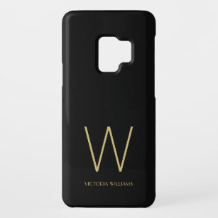 Capa Para Samsung Galaxy S9 Case-Mate Nome do monograma minimalista de ouro preto modern
