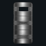 Capa Case-Mate Samsung Galaxy S8 Padrão Moderno de Stripes de Cinzas Metálicas<br><div class="desc">Imagem moderna de padrão de listras metálicas brilhantes. O monograma personalizado é sempre opcional. Legal design de masculino. O brilho é ilusão digital e não brilho real</div>
