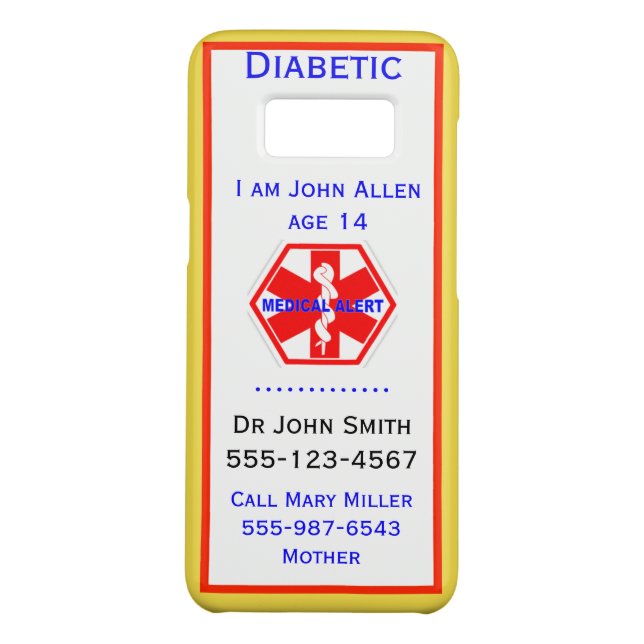 Capa Para Samsung Galaxy, Case-Mate Personalizar Informações de Alerta de Emergência M (Verso)