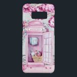 Capa Case-Mate Samsung Galaxy S8 Pink Floral Booth Personalizado<br><div class="desc">Esta bela capa de telefone apresenta uma cabine telefônica cor-de-rosa enfeitada em flores com uma árvore nas proximidades deixando flores cor-de-rosa no chão. Você pode personalizar com seu nome.</div>