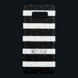 Capa Case-Mate Samsung Galaxy S8 Pontos Coloridos Sobre Bandas Pretas e Brancas<br><div class="desc">O elegante padrão preto moderno sobre listras brancas acentuou-se com pequenos pontos coloridos padrão sem soldadura. Monograma personalizado é opcional.</div>