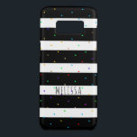 Capa Case-Mate Samsung Galaxy S8 Pontos Coloridos Sobre Bandas Pretas e Brancas<br><div class="desc">O elegante padrão preto moderno sobre listras brancas acentuou-se com pequenos pontos coloridos padrão sem soldadura. Monograma personalizado é opcional.</div>