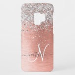 Capa Para Samsung Galaxy S9 Case-Mate Rosa Dourada Girly Silver Glitter Sparkly<br><div class="desc">Personalize facilmente esta capa de telefone de design de chic moderna com brilho cinza bonito em prata em um fundo metálico escovado de rosa dourado.</div>