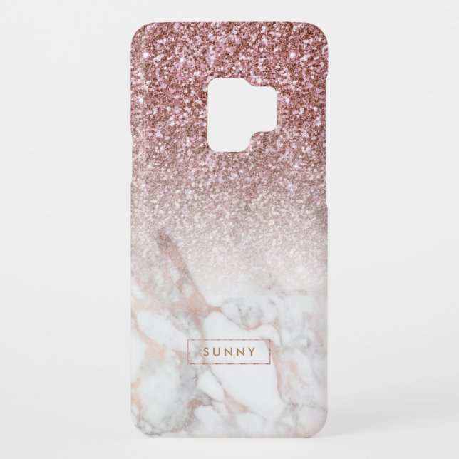 Capa Para Samsung Galaxy, Case-Mate Rosa-gold Faux Glitter & Marble Ombre (Verso)