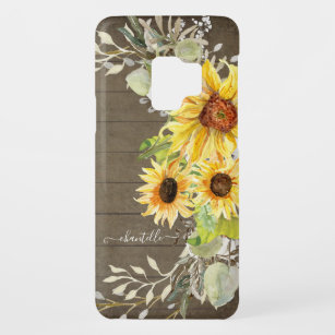 Capa Para Samsung Galaxy S9 Case-Mate Rústico girassol País Madeira Aquarela Floral