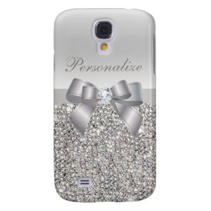 Capa Samsung Galaxy S4 Sequins, arco & diamante de prata personalizados