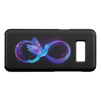 Símbolo Neon Infinity com Hummingbird brilhante