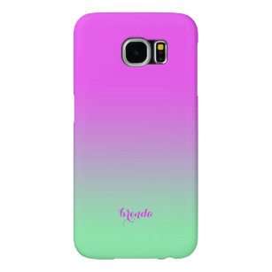 Capa Para Samsung Galaxy S6 Tecido rosa-quente e verde