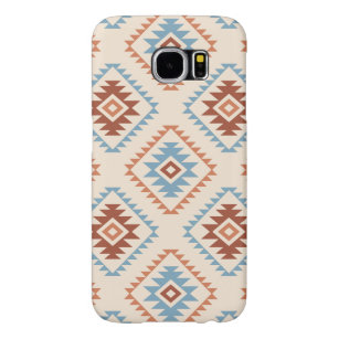 Capa Para Samsung Galaxy S6 Terracottas azuis de Crm do teste padrão asteca do