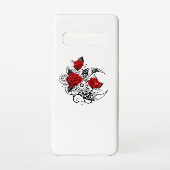 Capa Para Samsung Galaxy Crescente Mecânico com Rosas vermelhas (Verso)
