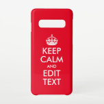 Capa Para Samsung Galaxy Crie seu próprio texto para manter calma e editar<br><div class="desc">Crie sua paródia "Fique Calmo e continue". Adicione o seu pequeno ditado à modelo "Manter Calmo e Editar Texto". A cor vermelha clara do fundo, a fonte branca e a cor da coroa são personalizáveis. Para alterar o tamanho do design para outro caso ou item de presente, sugerimos que todos...</div>