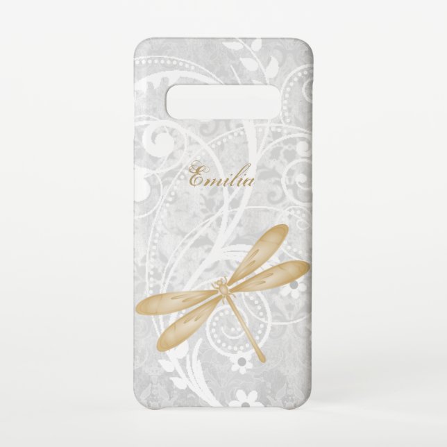 Capa Para Samsung Galaxy Dourada Dragonfly Personalize o caso da Galáxia Sa (Verso)