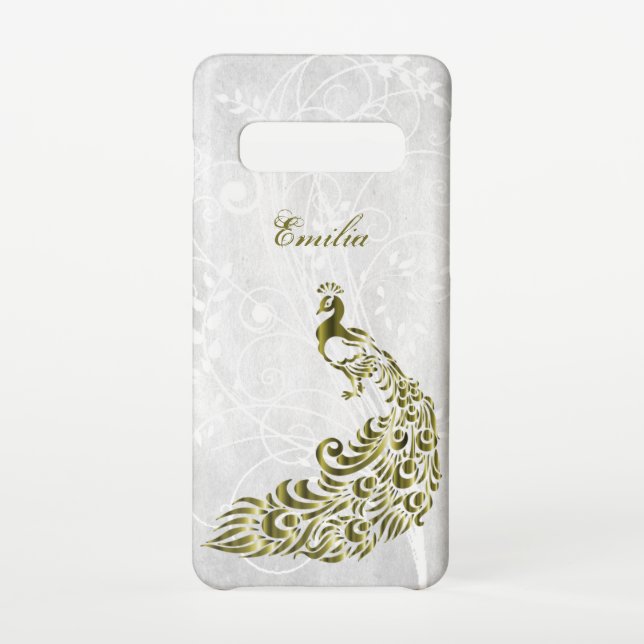 Capa Para Samsung Galaxy Dourado caso Peacock Personalizado Samsung Galaxy (Verso)