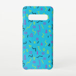 Capa Para Samsung Galaxy Estilo Memphis 1980s Estilo azul brilhante Cor-de-<br><div class="desc">Saia com esta capa de telefone escondido,  com ela brilha azul,  rosa quente,  preto e amarelo,  triângulos,  diamantes e círculos.</div>
