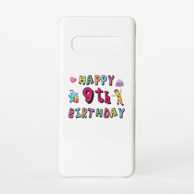 Capa Para Samsung Galaxy Feliz 9.º aniversário para crianças de 9 anos B-da (Verso)