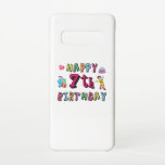 Capa Para Samsung Galaxy Feliz aniversário de 7. 7 anos.<br><div class="desc">Feliz aniversário de 7. Design de aniversário engraçado e fofo com um lindo ursinho de pelúcia segurando um presente e um lápis engraçado escrevendo os desejos de aniversário. Uma combinação perfeita para roupas,  camisas e acessórios.</div>