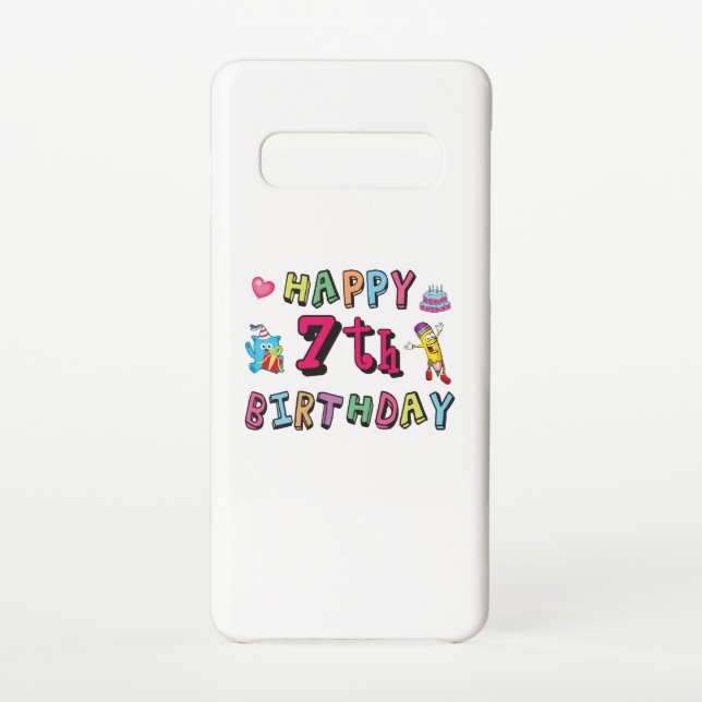 Capa Para Samsung Galaxy Feliz aniversário de 7. 7 anos. (Verso)