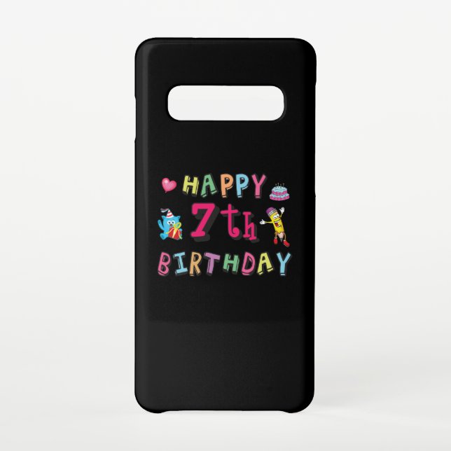Capa Para Samsung Galaxy Feliz aniversário de 7. 7 anos. (Verso)