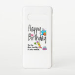 Capa Para Samsung Galaxy Feliz aniversário para o melhor pai do mundo<br><div class="desc">Feliz aniversário para o melhor pai do mundo. Design de aniversário engraçado e fofo com um lindo ursinho de pelúcia segurando um presente e um lápis engraçado escrevendo os desejos de aniversário. Uma combinação perfeita para roupas.</div>
