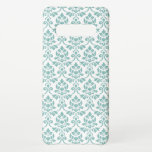 Capa Para Samsung Galaxy Feuille Damask Teal Pattern<br><div class="desc">Damasco decorativo em um padrão influenciado pela safra,  em detalhes de cor real em uma cor de fundo de sua escolha.</div>