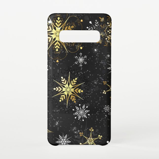 Capa Para Samsung Galaxy Flocos de neve do Ouro Xmas em preto (Verso)