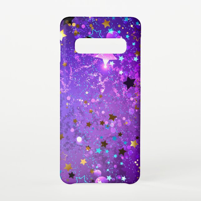 Capa Para Samsung Galaxy Fundo de folhas roxas com estrelas (Verso)