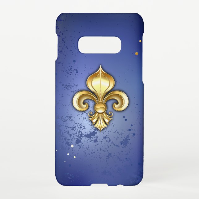 Capa Para Samsung Galaxy Gold Fleur de Lis on Blue (Verso)
