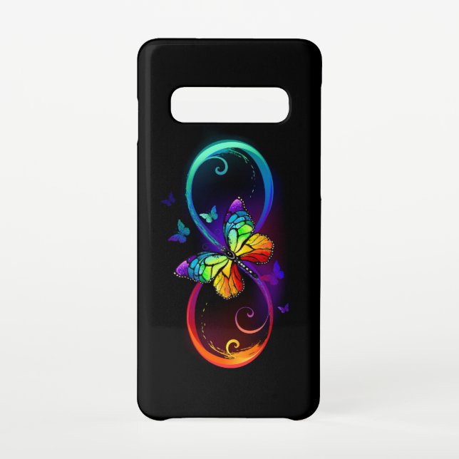 Capa Para Samsung Galaxy Infinidade vibrante com borboleta arco-íris a pret (Verso)