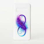 Capa Para Samsung Galaxy Infinity with Purple Feather<br><div class="desc">Infinity symbol with a beautiful feather painted in purple and blue bright colors on white background.</div>