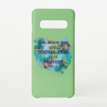 Capa Para Samsung Galaxy Jehovah Jireh Provedor cores do mármore espanhol<br><div class="desc">Mala Samsung Galaxy S10 com uma tartaruga azul colorida mármível, verde, roxo, ouro, cores com aspas em espanhol ou você pode mudar a citação pelo que deseja. Citação diz: "Todo deserto tem uma saída, Jeová-Jireh é meu provedor. El texto: Cada desierto tiene salida, Jehovah Jireh es mi provedor. Los colores...</div>