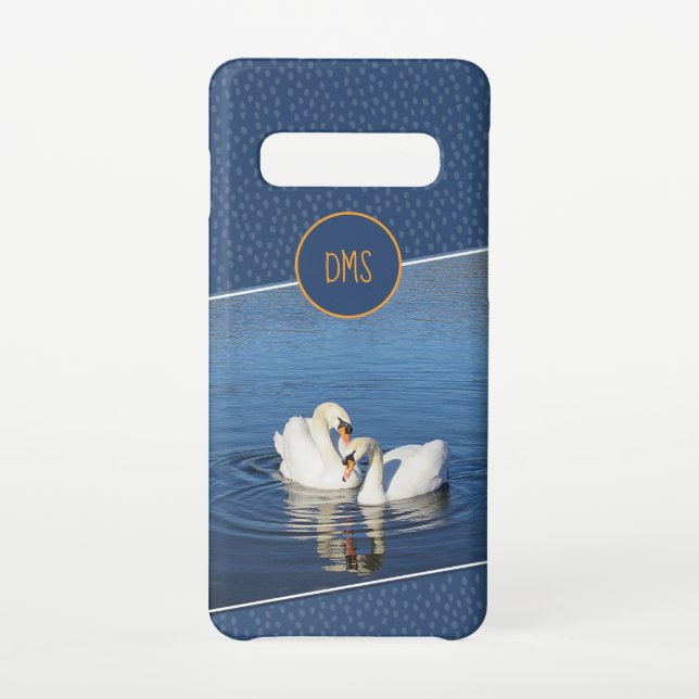 Capa Para Samsung Galaxy Love Swans Blue Monographic Capa de telefone (Verso)