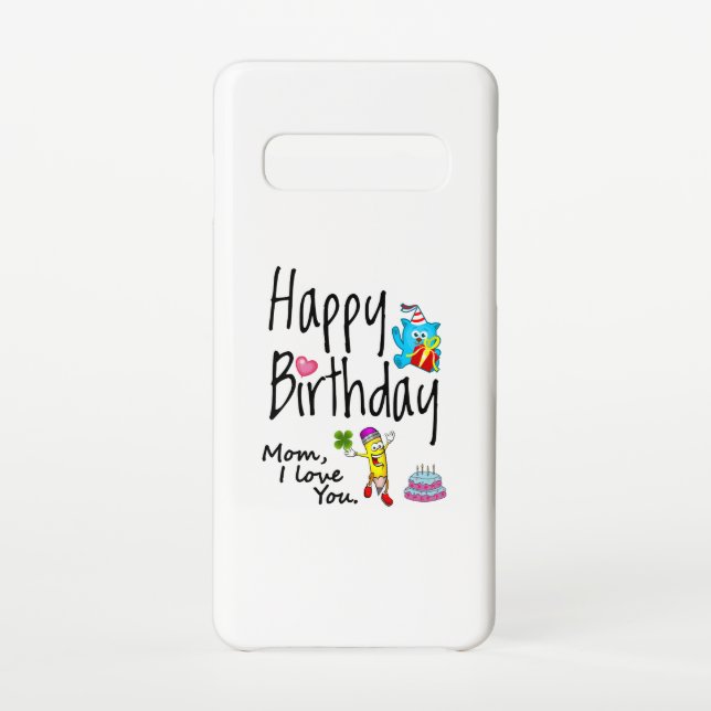 Capa Para Samsung Galaxy Mãe, eu te amo. Feliz aniversário. (Verso)