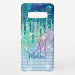 Capa Para Samsung Galaxy Monograma cintilante falso unidescente azul-claro<br><div class="desc">Monograma de galáxia Samsung, um monograma faux iridescente, azul-bonito e monograma. Belo, moderno e legal cobrir para o modesto conhecedor de tendências e adepto da arte. Esta na moda sofisticada seria um excelente para meninas que gostam de vestir designs brilhantes de classe misturadas com designs-leopardo ou de tigre. Mostre seu...</div>