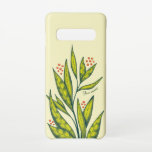Capa Para Samsung Galaxy Nome do Primavera do Lover Natural da Planta Verde<br><div class="desc">Maleta personalizada Galaxy S10 com uma arte digital de uma planta verde abstrato com folhas decorativas e bagas e nome personalizável.</div>