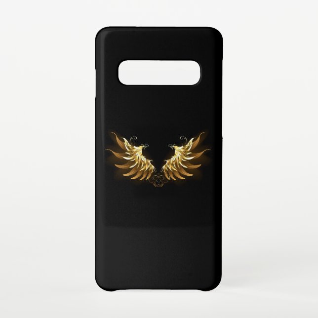 Capa Para Samsung Galaxy Ouro Angel Wings sobre fundo preto (Verso)