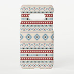 Capa Para Samsung Galaxy Padrão Aztec Blue Black Cream Mixed Motifs<br><div class="desc">Padrão de motivos mistos asteca em detalhes de cor azul,  vermelho-burlu,  preto e creme em um design de fundo de cor creme.</div>