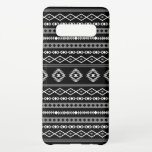 Capa Para Samsung Galaxy Padrão Aztec Cinza Branca Mistura de Motifs Preta<br><div class="desc">Aztec composições de motivos mistos em detalhes preto,  branco e cinza sobre um design monocromático de fundo preto.</div>