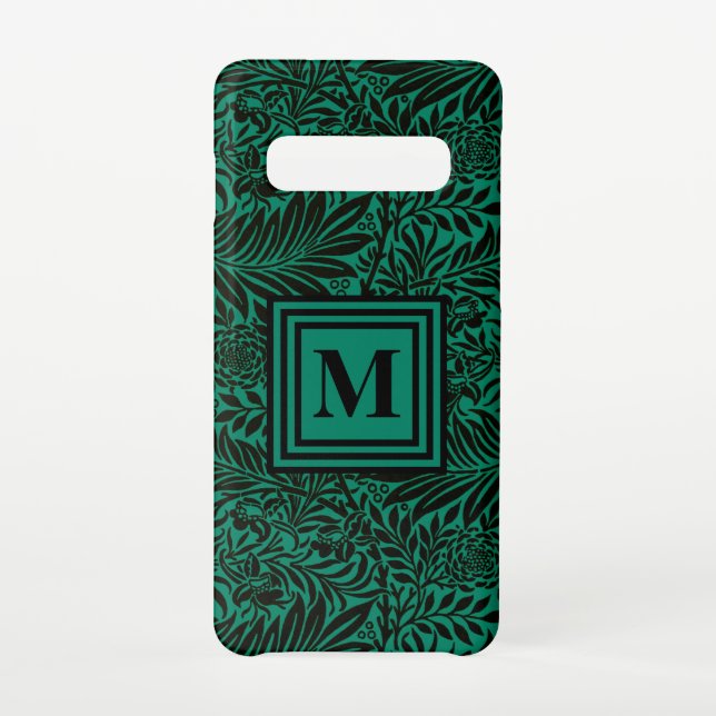 Capa Para Samsung Galaxy Padrão Botânico Emerald Verde Monograma (Verso)