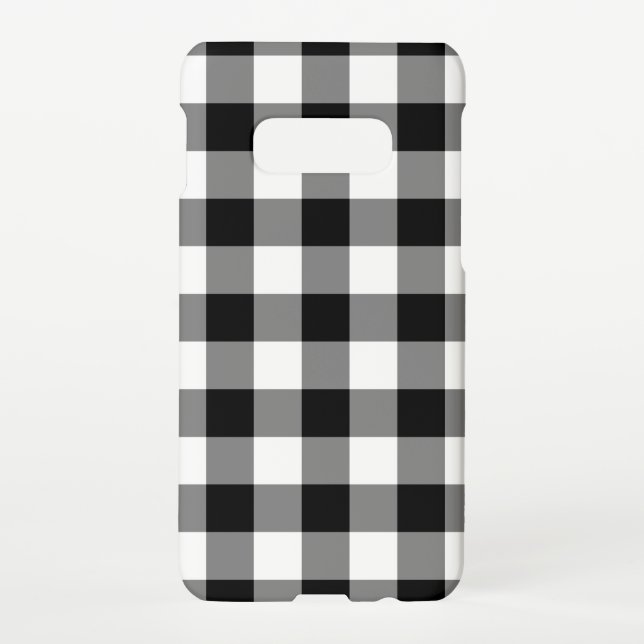 Capa Para Samsung Galaxy Padrão de Gingham Preto e Branco (Verso)